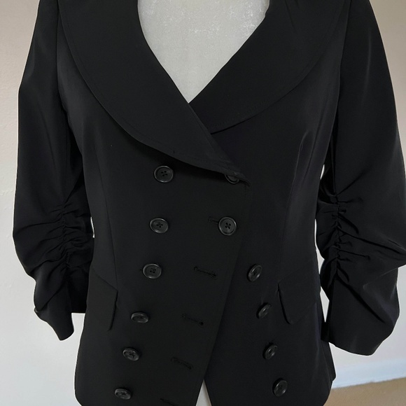 VINTAGE Elizabeth and James blazer - black, double breasted, ruched sleeves - Picture 3 of 16